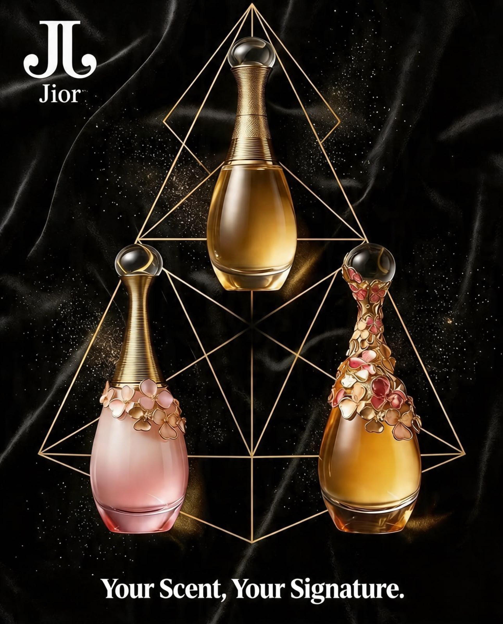 Jior three perfume bottles — your scent your signature