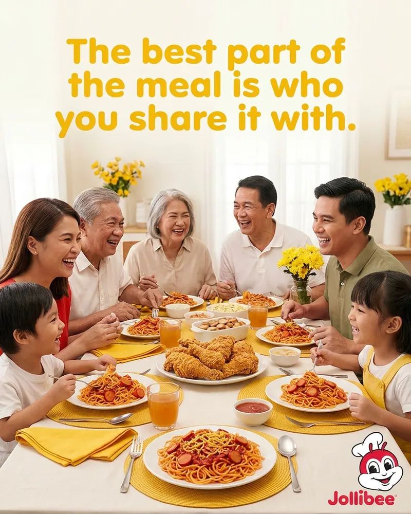 Concept Instagram post for Jollibee, made with Sphere. Headline: The best part of the meal is who you share it with.